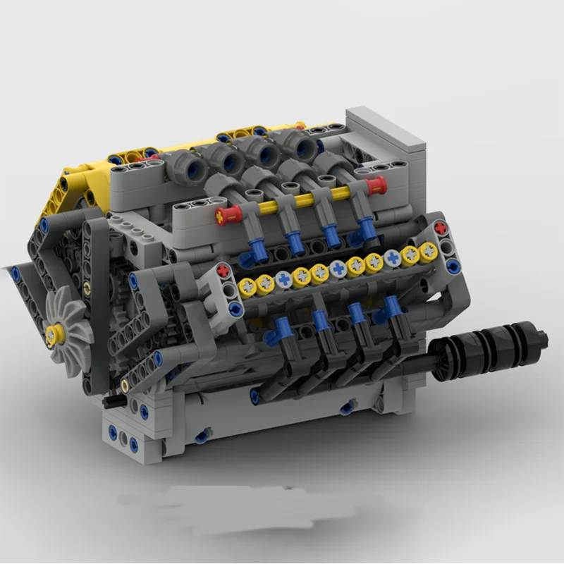 MOC creativo fai da te parti ad alta tecnologia blocchi motore cambio retromarcia gruppo meccanico modello V8 motore giocattolo