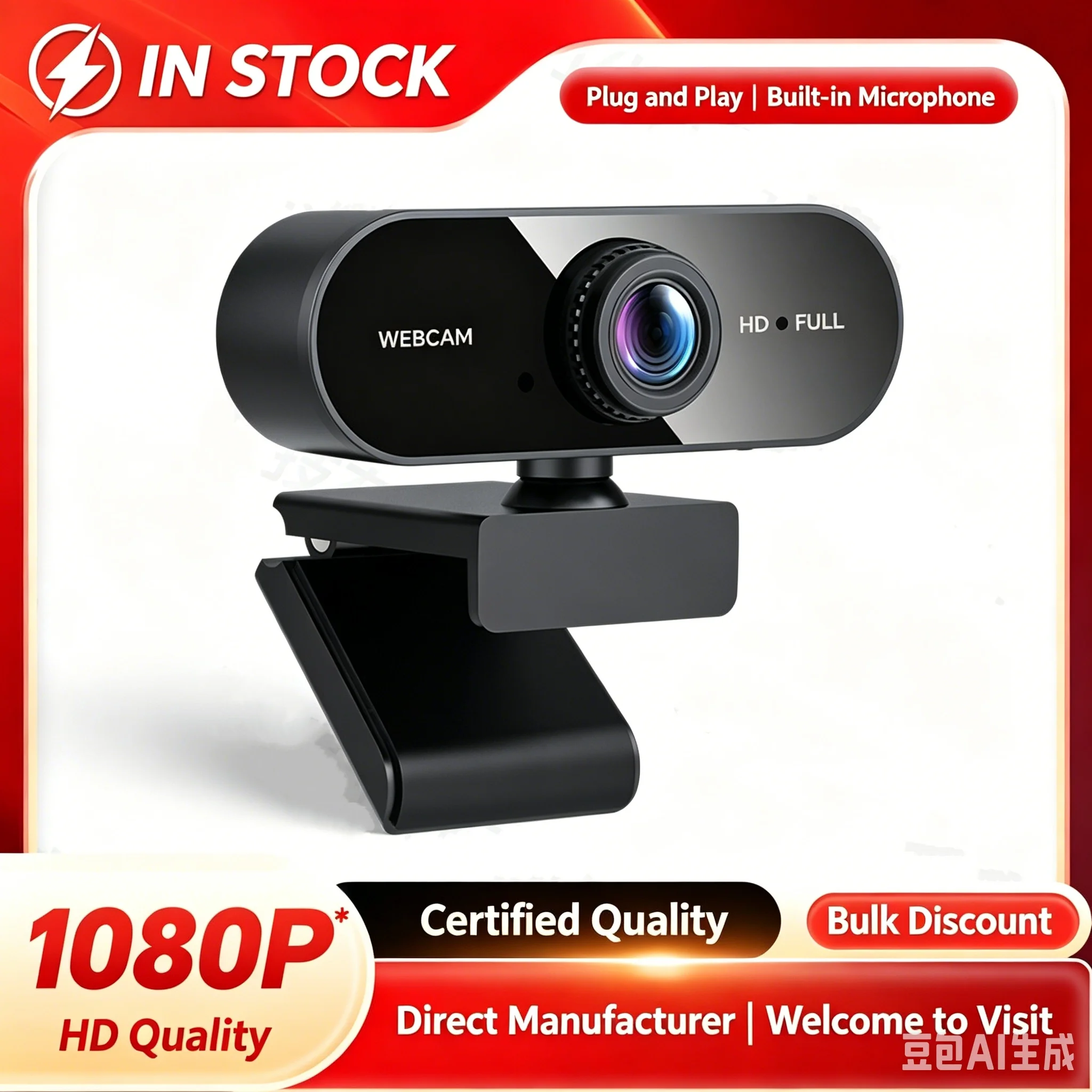 1080P HD Mini Webcam with Microphone, USB Interface Supports Laptop desktop Computer, Suitable for Live Video Call Conference