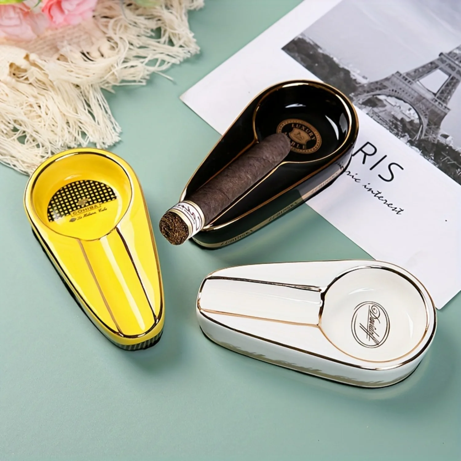 

Ceramic Ashtray - Classic Style, Portable & Creative Design For Cigars And Smoking Accessories