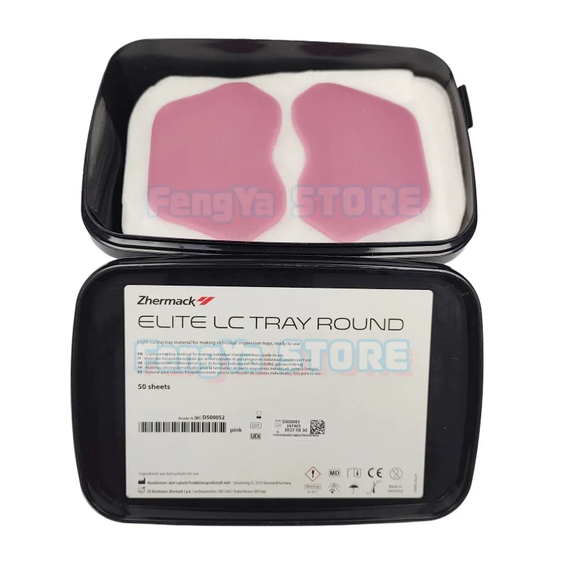 50 Sheets Dental Zhermack ELite LC Tray Round Light Curing Individual Tray Material Dental Lab Custom Mold Tray Resin Base Plate