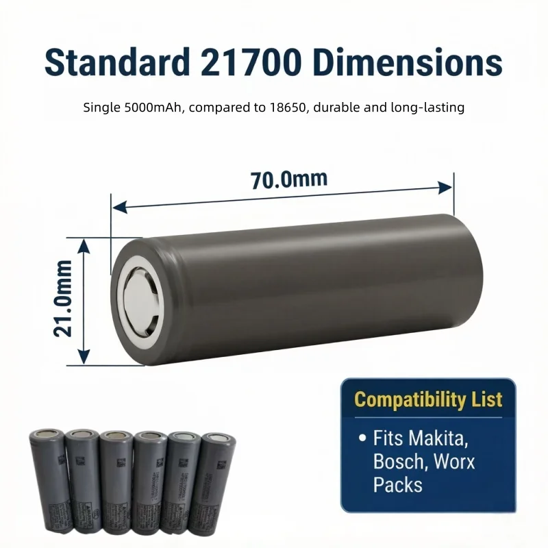 Batterie lithium-ion INR 21700 M50L5000mAh haute puissance de décharge pour la modification d'outils électriques