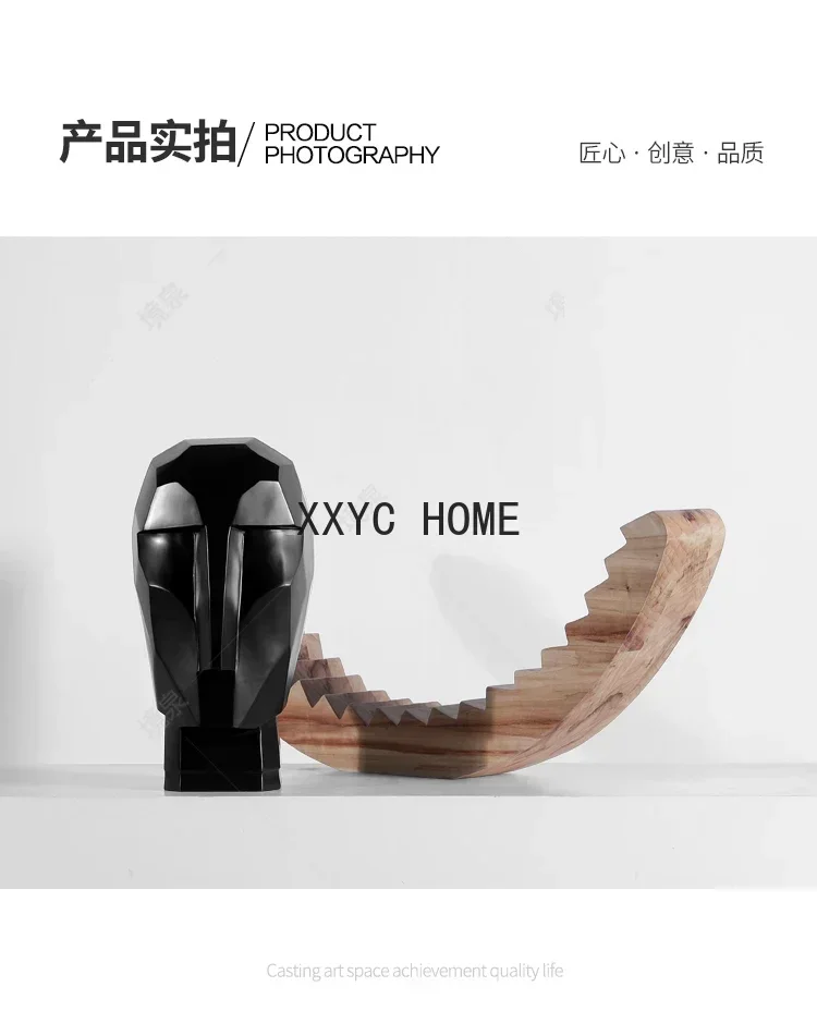 Hotel Hallway Abstract Figure Wood Carving Ornaments Modern Soft Solid Wood Sculpture Artwork