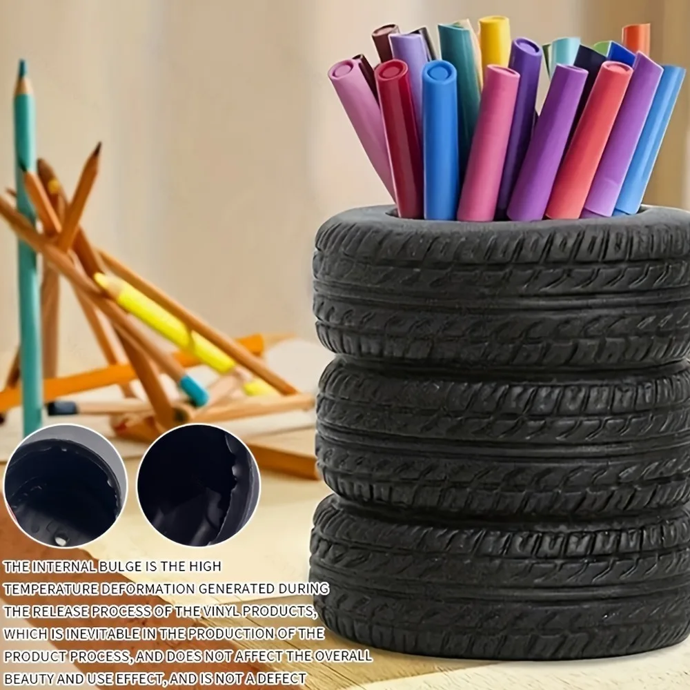 1pcs Creative Tyre Shape Pen Holder - Unique Desktop Utensils Storage Box,Tyre Design,Make Your Desktop More Neat and Beautiful!