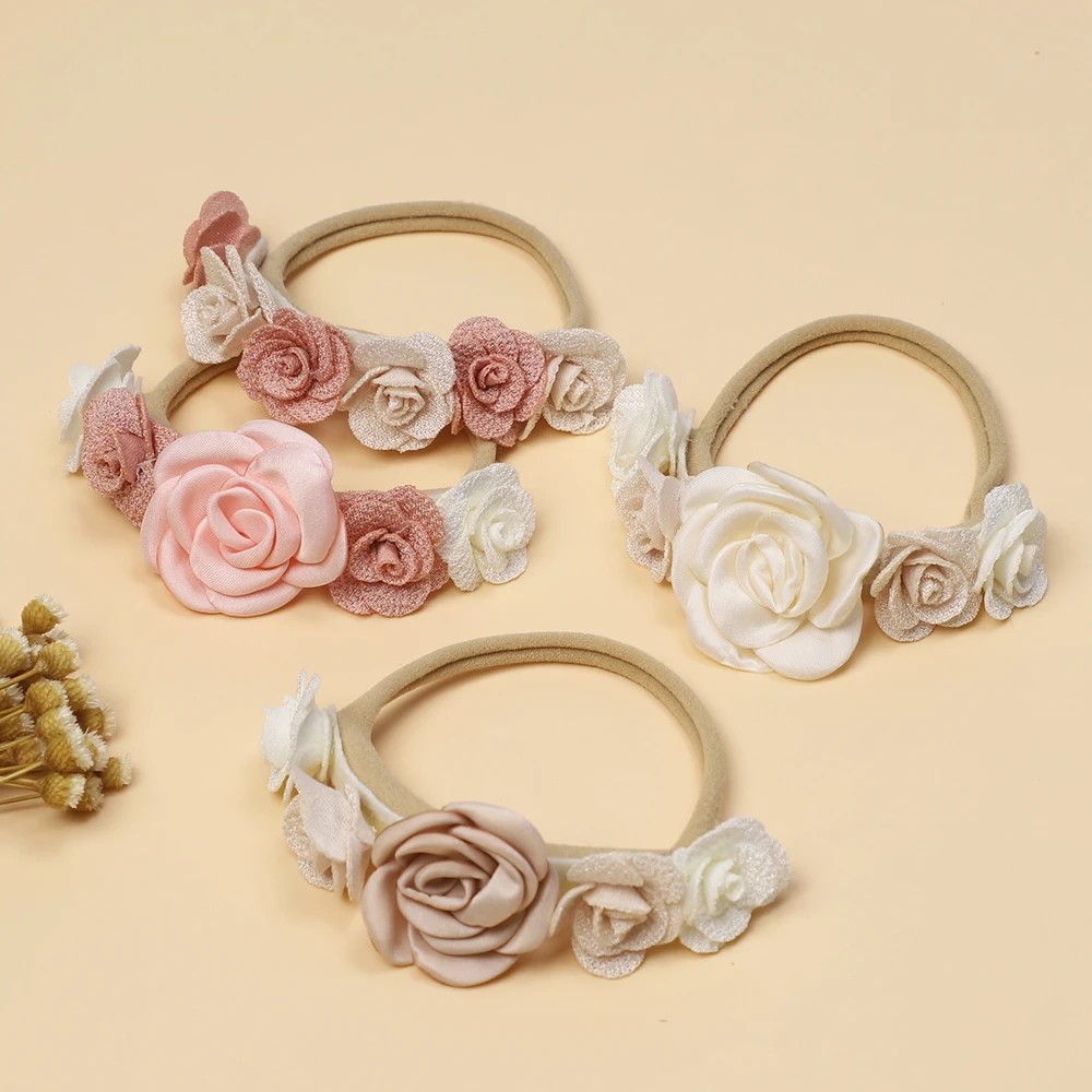 1pcs New Baby Girl Headband Newborn Elastic Flower Toddler Hair Band Kids Headwear Nylon Soft Hairbands Child Hair Accessories