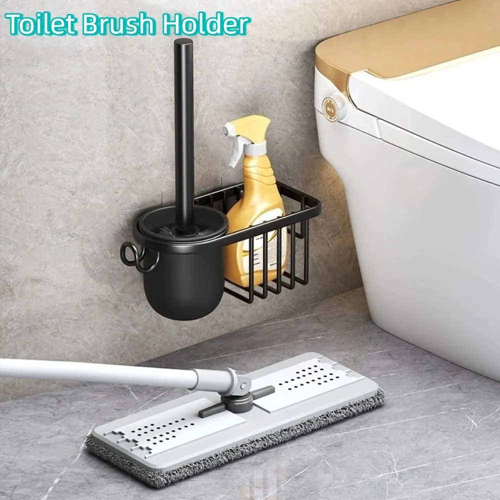 

Нержавеющий держатель для туалетной щетки, установка без гвоздей с крючком, без мертвого угла, щетка для унитаза, гигиеническая полка для хранения туалетной щетки
