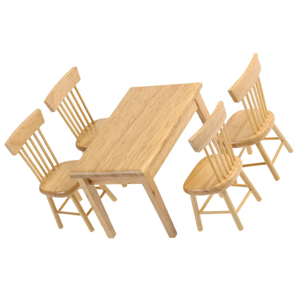 1Set Miniatur-Schreibtisch und Stuhl, Holzmöbel, schickes, realistisches Aussehen, Heimdekoration, Mini-Hauszubehör für Wohnzimmer, Schlafzimmer