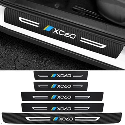 Carbon Fiber Car Door Sill Protector Stickers For Volvo XC60  Badge Rear Trunk Threshold Bumper Strips Anti-Scratch Guard Cover