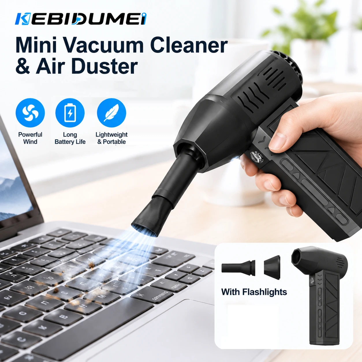 KEBIDUMEI Laptop Car Cleaning Tools Mini Turbo Jet Fan Electric Air Duster Adjustable Wind Speed Turbo Blower Rechargeable with