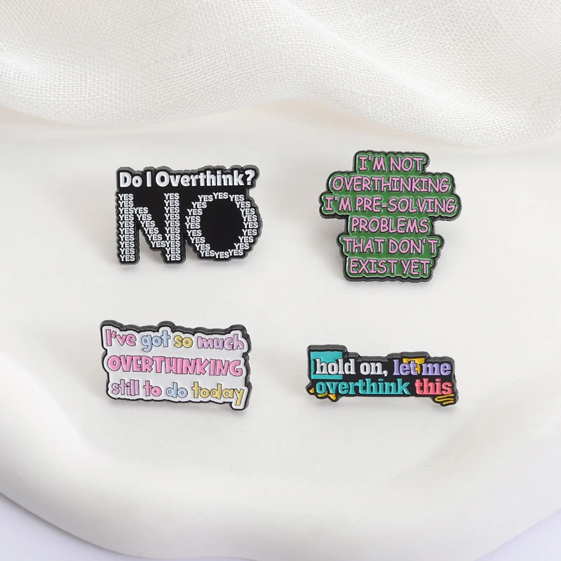 التفكير المينا دبابيس القلق دبابيس المشكلات المسبقة التي لا موجودة نجاح بايت شارات مضحك مجوهرات هدية للأصدقاء