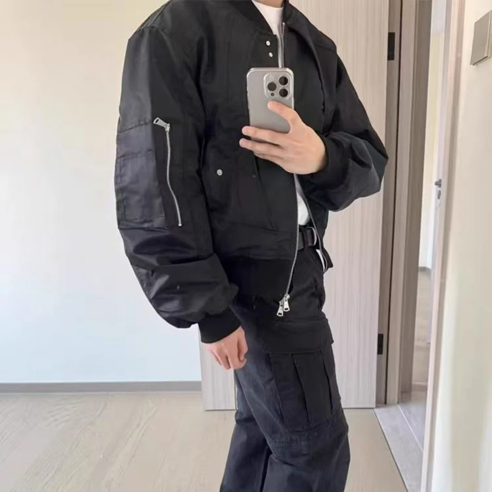 American High Street Fashion Short Deconstructed Y2k Jacket Spring Autumn Trend Design Niche Hip-Hop Pilot Motorcycle Jacket Men