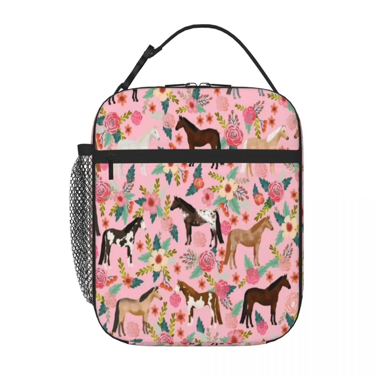 Bestselling Horses Floral Horse Breeds Farm Animal Pets Travel Style Carry Lunch Bag Office Outdoor Lunch Office Lunch Bag