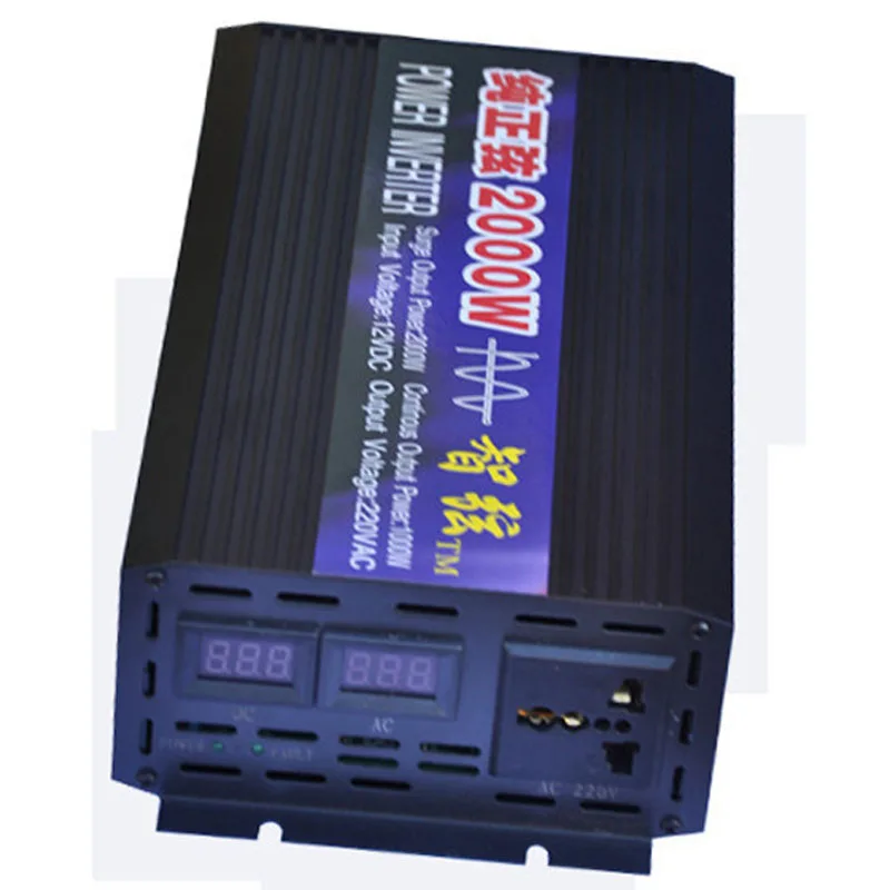 DC 12V 24V to AC 220V Pure Sine Wave Inverter 1000W 2000W Vehicle Solar System Power Voltage Conversion Device