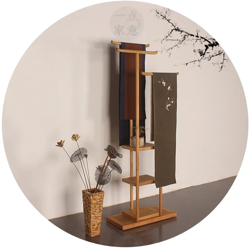 

Vintage zen log floor-to-ceiling coat rack