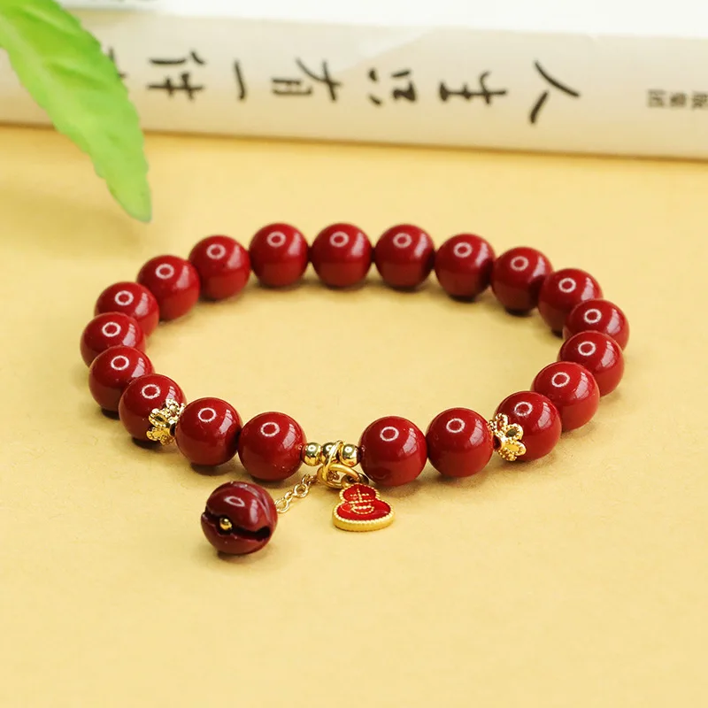 Cinnabar bracelet, purple gold sand bell gourd carrying cinnabar bracelet