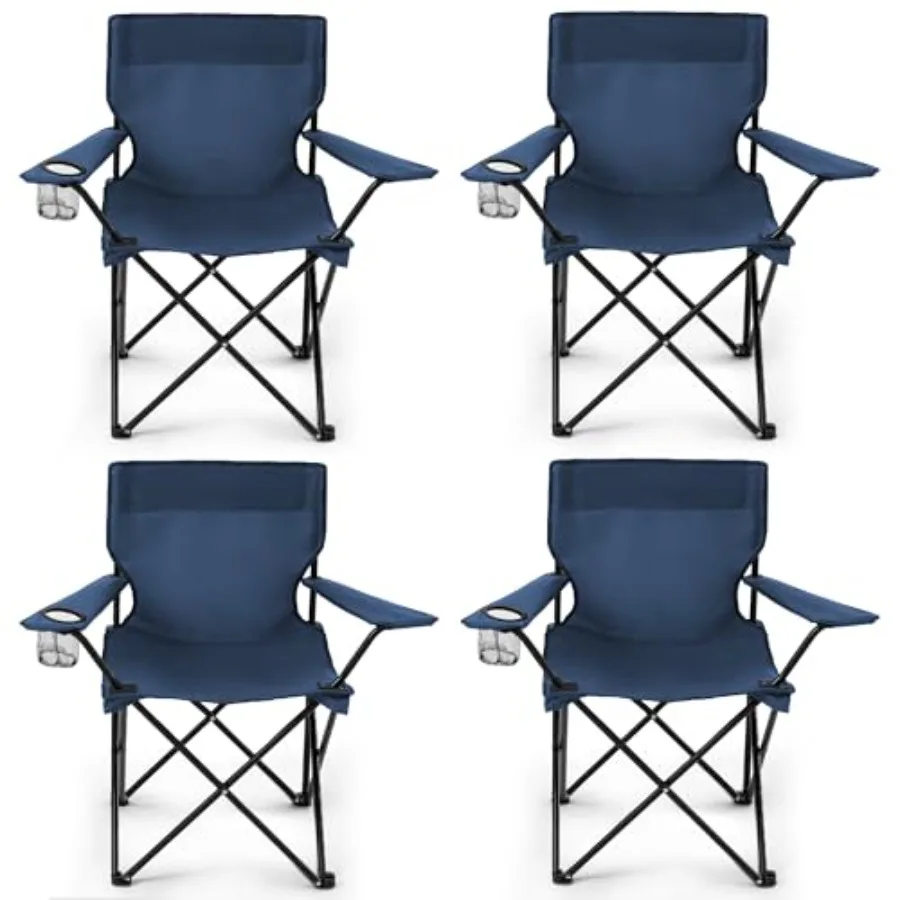 

4 Pack Folding Camping Chairs for Adults Foldable Portable Beach Chairs with Carry Bag Cup Holder Compact Design for Camping Be