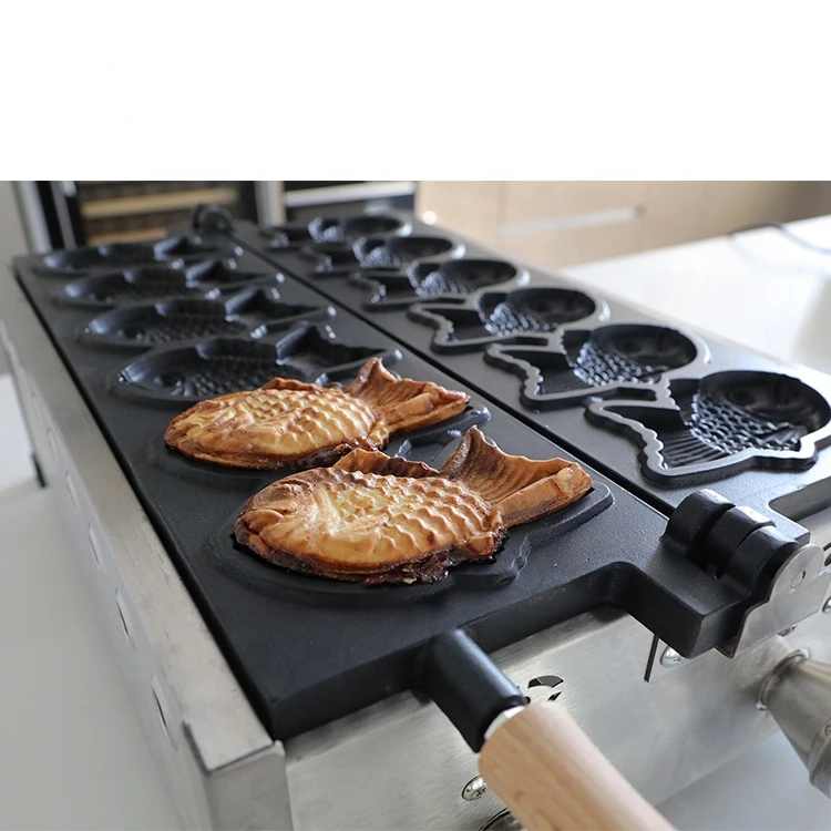 Snack Equipment Stainless Steel Taiyaki Making Machine/ Taiyaki Fish Shape Cone Machine Gas Electric Taiyaki Machine