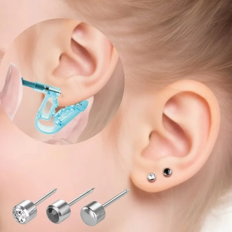 1/20Pcs Portable Asepsis Ear Piercing Gun Mini Transparent Safety Nose Earring Piercer Set Machine Kit Studs Body Jewelry Tools