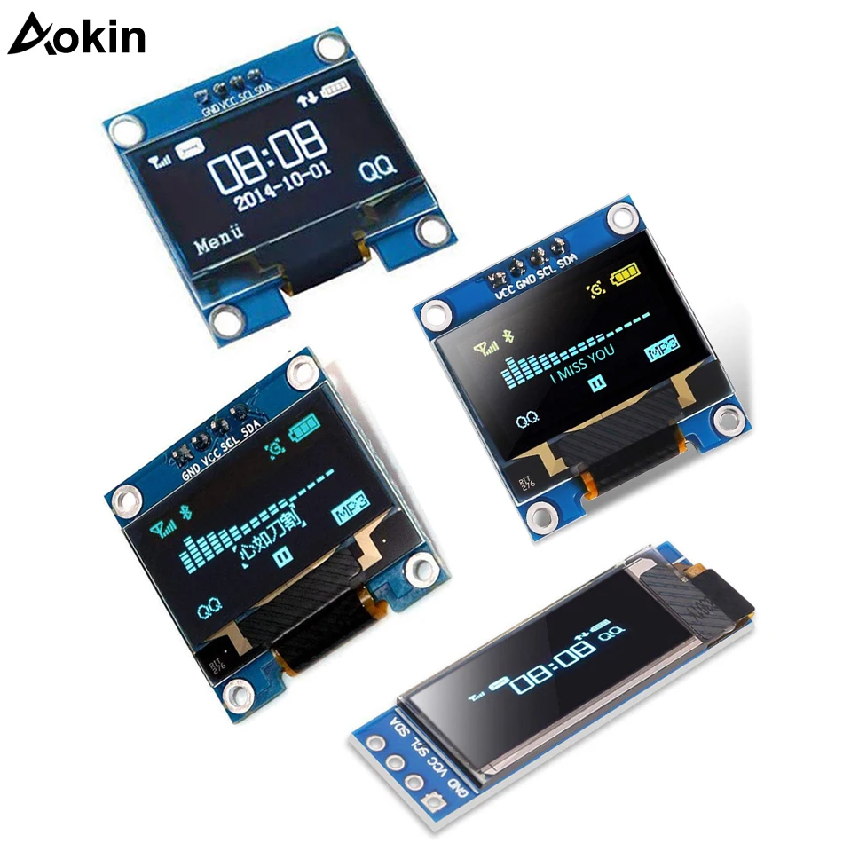 Módulo de exibição LCD para Arduino Raspberry Pi, I2C, branco, azul, placa de tela, IIC comunicar, 0,91 em, 0,96 em, I2C, SSD1306