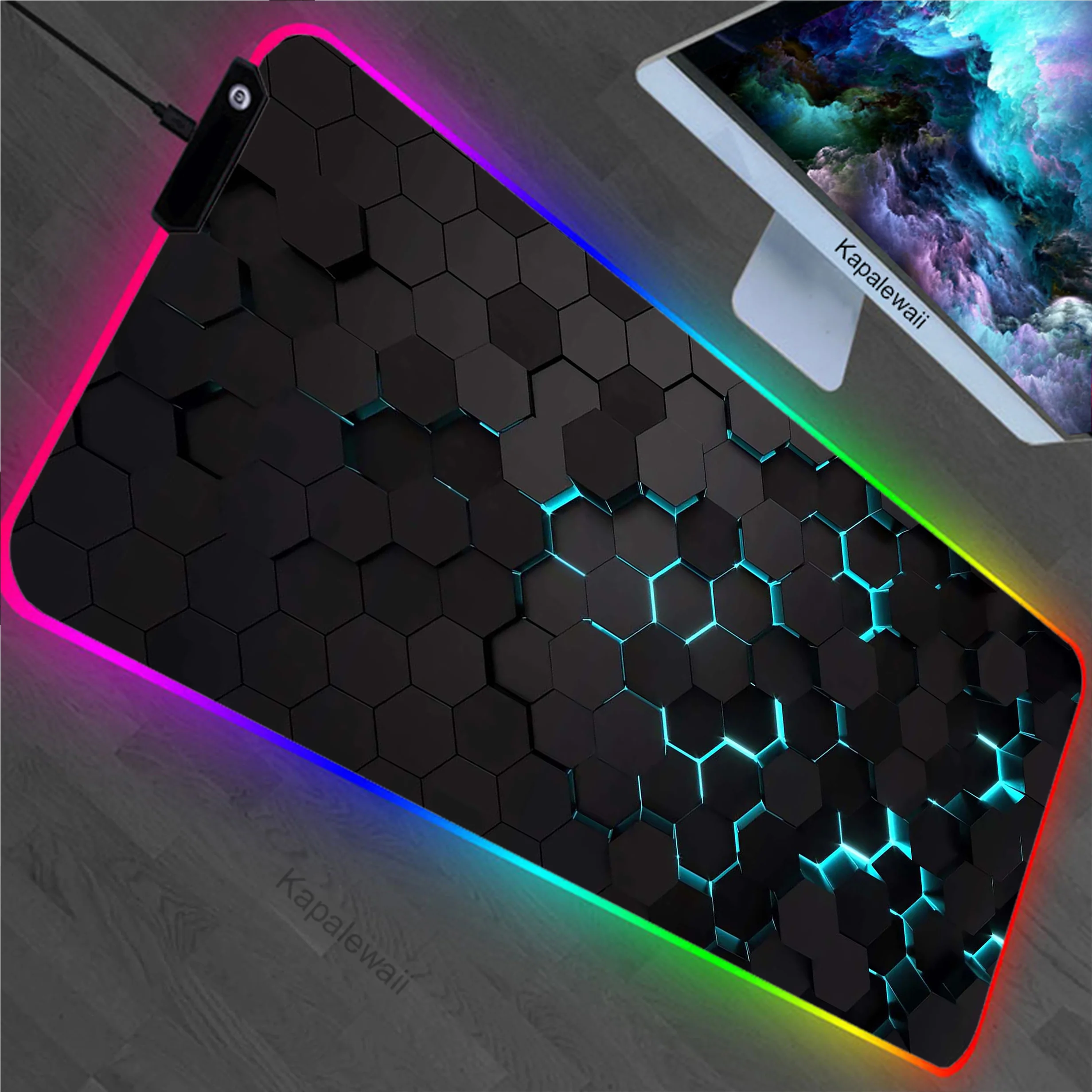 

Geometry RGB Mouse Pad LED Pc Gamer Mousepad Rubber Mouse Mat Gaming Speed Keyboard Pads Notebook Office Rubber Desk Mat