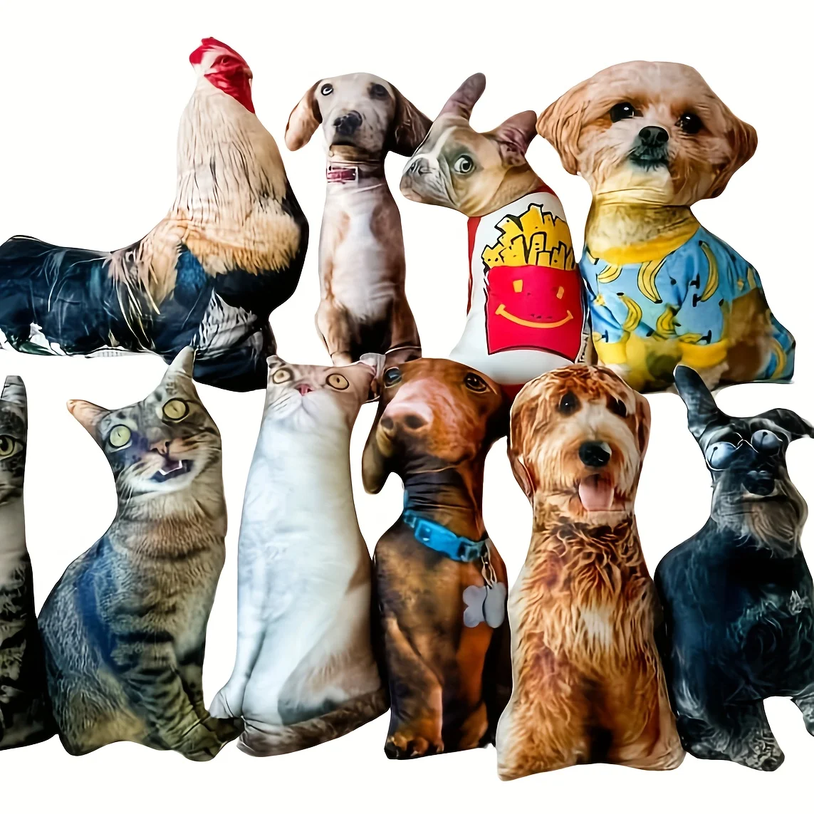 Customized Ugly and Funny Plush Pillows Without White Edges, Customized with Abstract and Funny Pet Photo Shapes for Your Photos