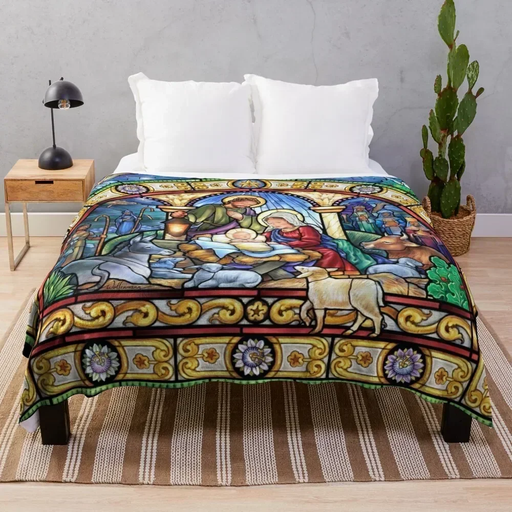 Coperta da presepe in vetro colorato Coperte imbottite calde e ponderate