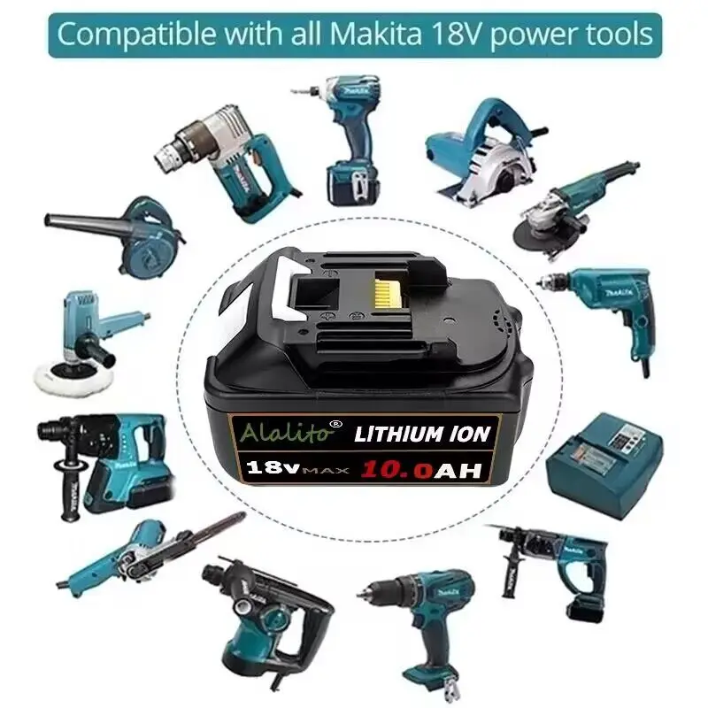 BL1860 for makita 18v 10Ah original battery bl1830 bl1860 bl1850B tool batteries compatible for Makita 18 Volt wireless grinder