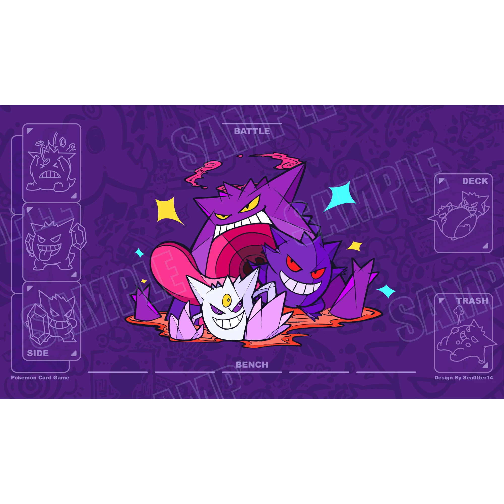 

600*350*2 мм игровой коврик с замком покемонов Gengar DIY аниме PTCG игровой коврик для карт настольный коврик для мыши подарок