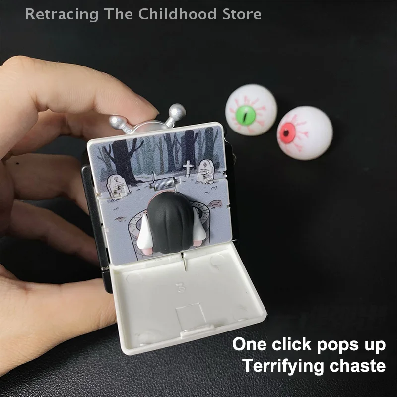 Fantasma femminile Mini TV Portachiavi di decompressione Atmosfera horror di Halloween Ciondoli ingannevoli Borsa antistress Ciondolo Regali di travestimento