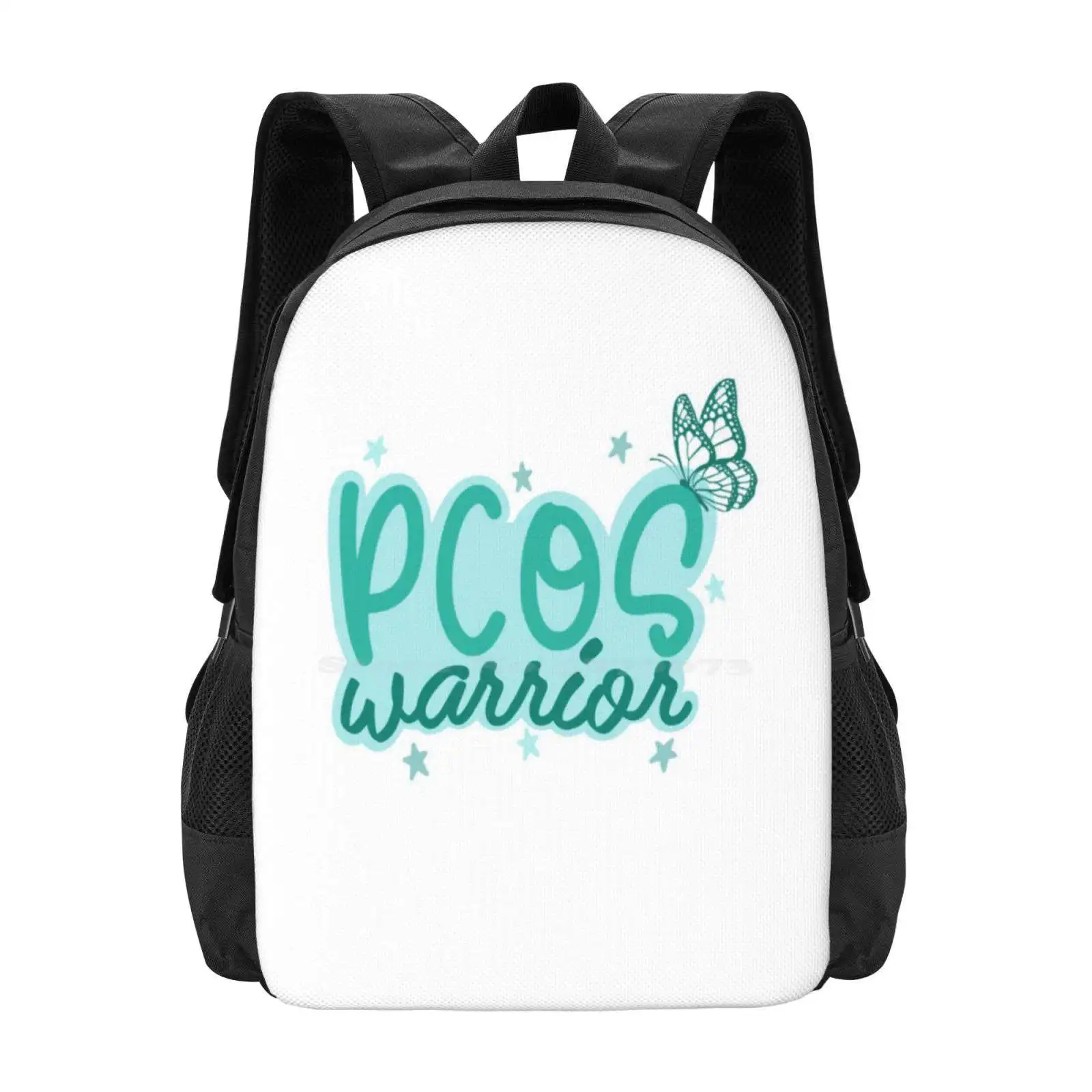 

Pcos Warrior Hot Sale Schoolbag Backpack Fashion Bags Teal Blue Pcos Warrior Infertility Ivf Iui Vinyl Polycystic Ovarian