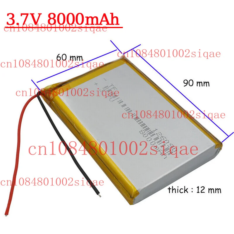 

3.7V 8000mAh 126090 Rechargeable Li Li-po Battery For Power Bank Tablet PC New