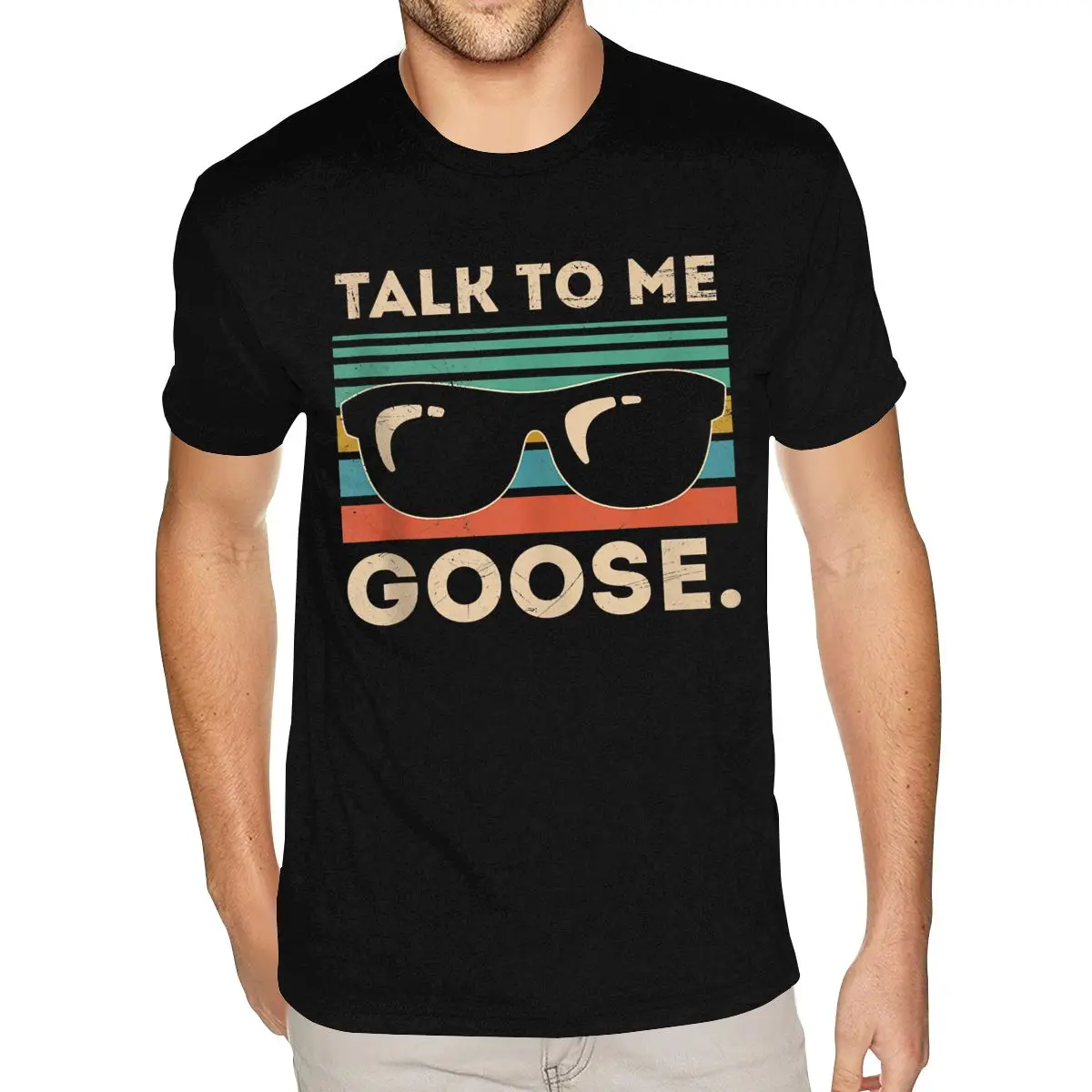 

Cute Talk To Me Goose Funny Tee Shirt for Men S-6XL Short Sleeve Heavy Cotton Black Round Neck Tshirt