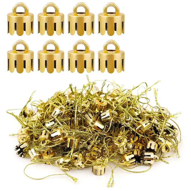 Easy Use Plastic 0.5 Inch Round Christmas Ornament Caps 1000 Pcs Replacement Hangers Gold