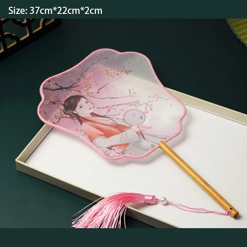 New Chinese Vintage Flower Embroidery Round Hand Fan Chinese Palace Hanfu Floral Silk Hand Fan Craft Wedding Gift For Guests New view 3