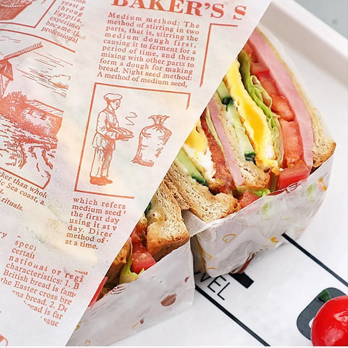 [Greatitem]50Pcs Disposable Oilproof Wax Paper for Bread Food Packaging Wrappers Burger Baking Wax Pad Paper,C