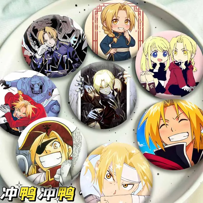 Anime Fullmetal Alchemist Edward Elric Enamel Pins Kawaii Cartoon Figure Lapel Brooch for Backpack Clothes Jewelry Badges Gifts