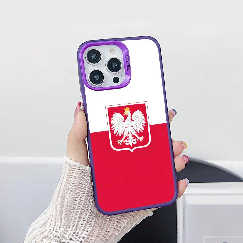 Poland Polska Flag Purple Translucent Mobile Phone Case for iPhone 17 16 15 14 13 12 11 X XR XS Air Pro Max Plus Colorful Cover