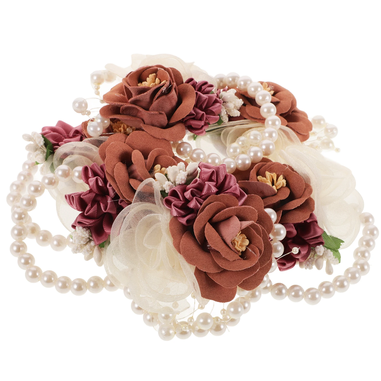 

6 Pcs Flower Hand Bracelet Wedding Cloth Fake Wristlet Bridesmaid Supplies Bridal Wrist Corsage Wedding Bride Wrist Flower