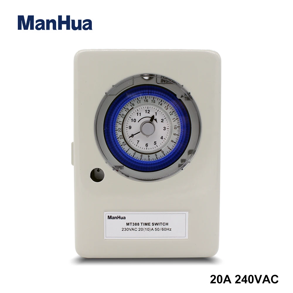 ManHua  MT388 100-240VAC 20A Work Outdoor Waterproof And Collision Proof Din Rail Mechanical Mounting Timer Switch