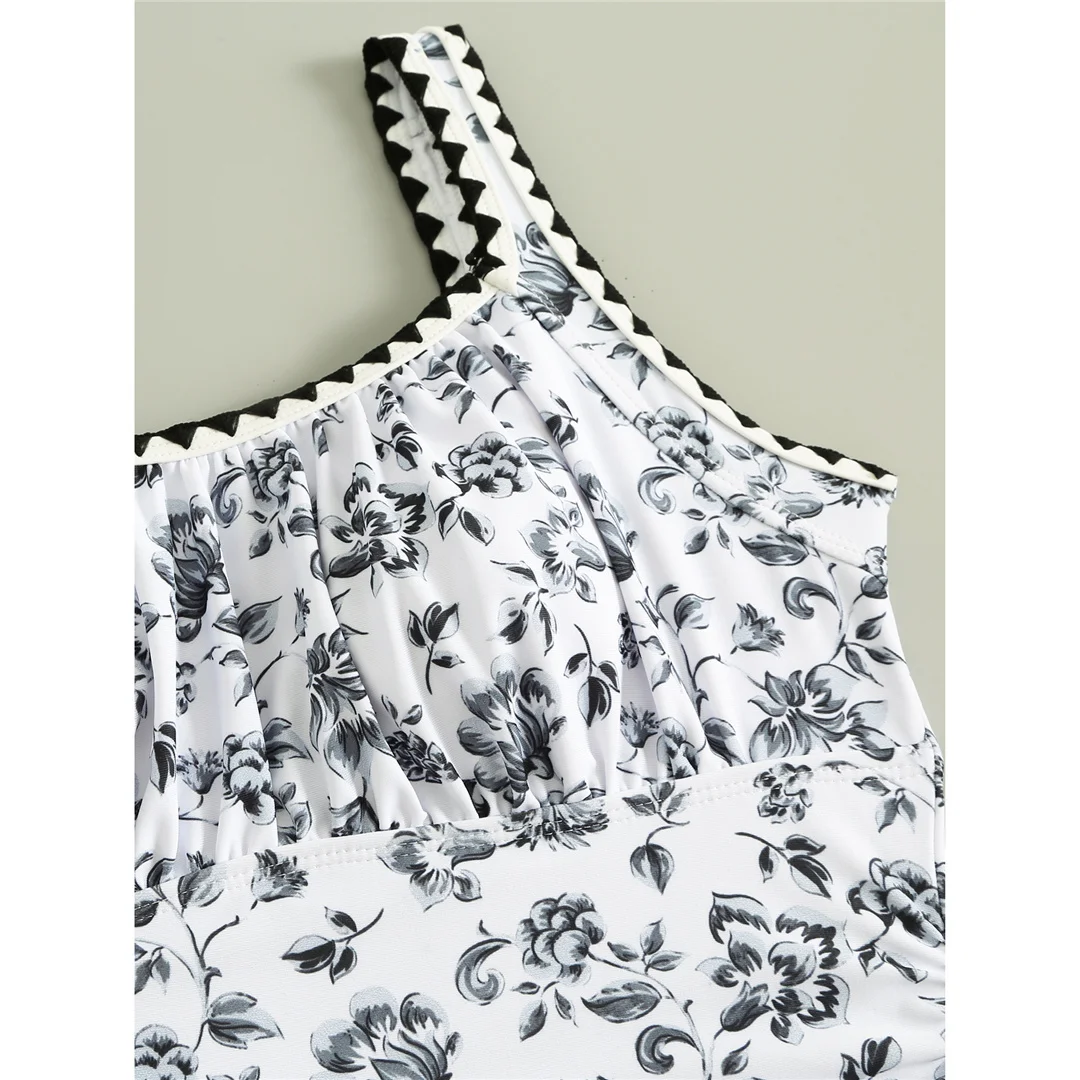 S - XL Sexy, mit Blumenmuster bedruckter Damen-Badeanzug, einteiliger Badeanzug für Damen, mit hohem Beinausschnitt, gepolstert, Badeanzug, Badebekleidung, Modell V6904. – Detail 8