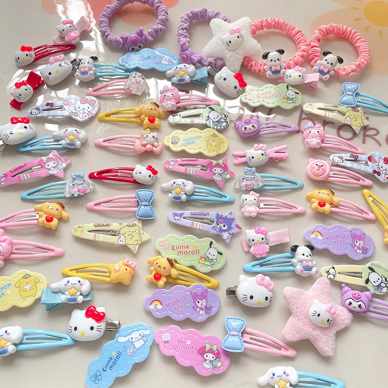 2024 Sanrio Hello Kitty fermaglio per capelli 21 pezzi fermaglio per capelli Hello Kitty 50 accessori per l'anniversario capelli ragazze Kawaii Kuromi Things