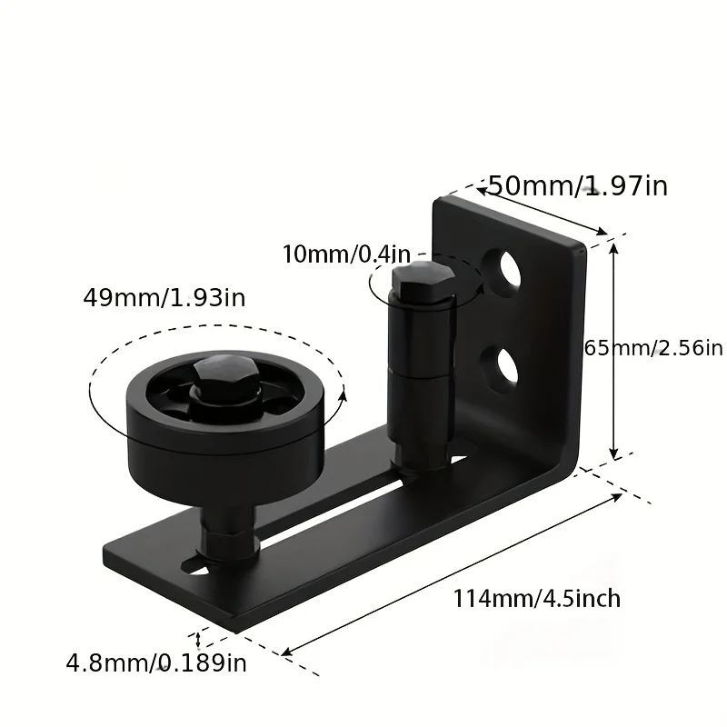 1pcs Sliding Barn Door Bottom Guide-Adjustable Floor Roller Easy Install Flush Bottom Slider System Double wheel bearings