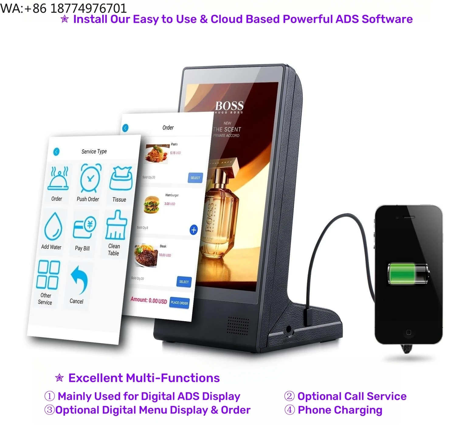 Unique FYD-898 L Shape WeADS APP Restaurant Bar Smart LCD Android WiFi Remotely Monitor CMS Portable Table Digital Display