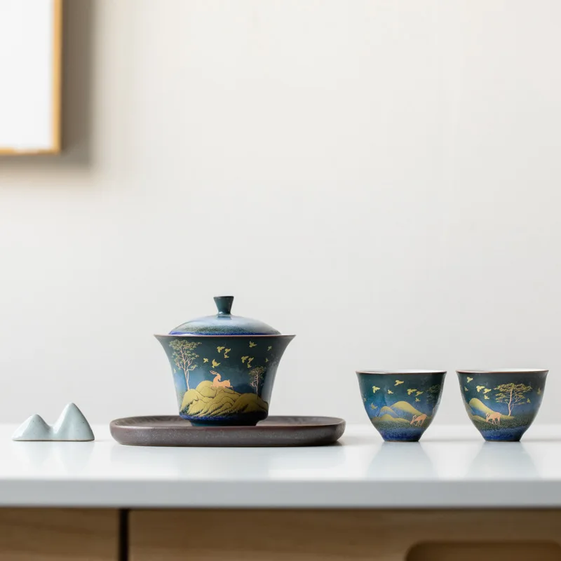 

Tea Set Suit Household Ceramic Bowl Travel Kung Fu Tray Gift Box Dry Tea-Making Sets Small