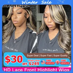 Wow Angel 1BJ27 #   Highlight Körperwelle 13X6 HD Lace Front Perücken vorgezupft hautähnliche 13x4 HD Lace Frontal Echthaar Perücke für Frau