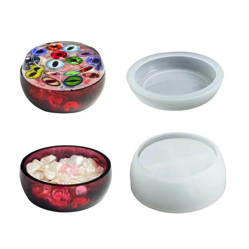 DIY Crystal Epoxy Resin Mold Cut Round Storage Box Jar Silicone Mould Jewelry Box Candle Holder Molds Home Decorations