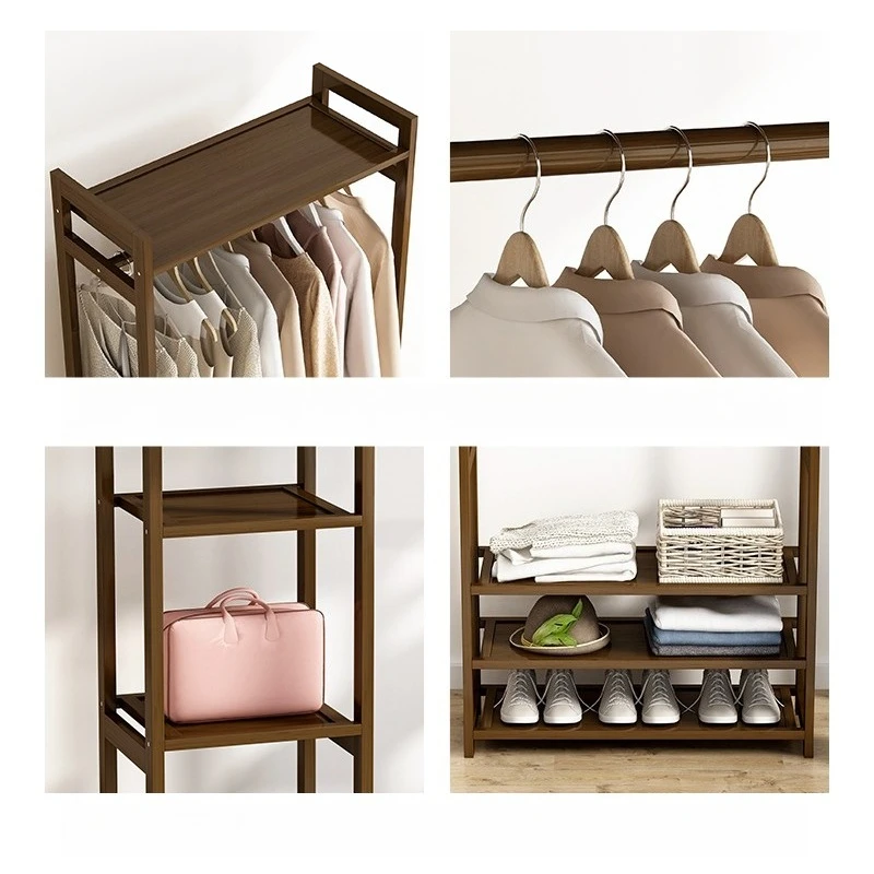 

Bedroom household floor shoe rack integrated door hanger simple clothes drying storage