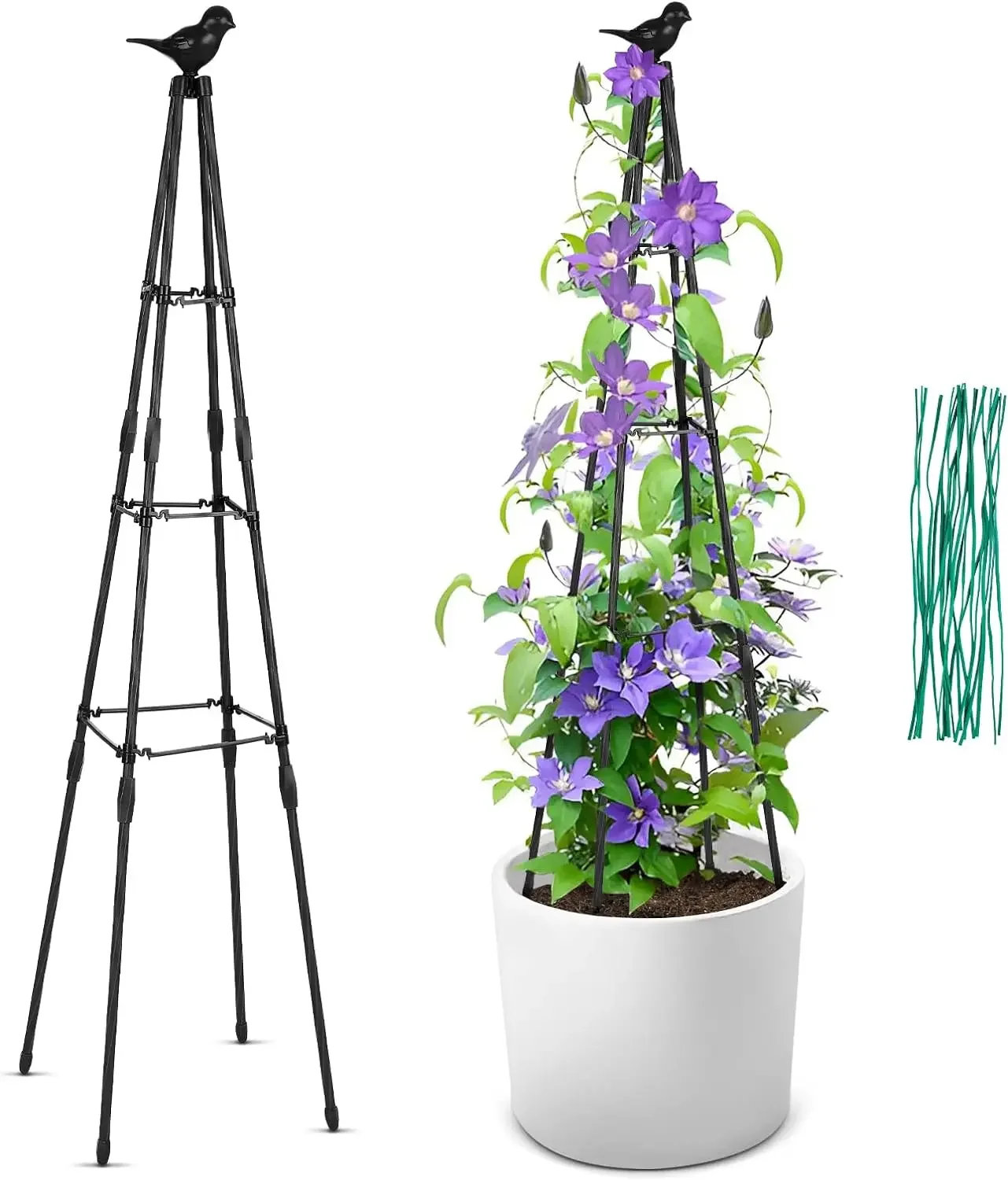 New Garden Obelisk Trellis  Climbing Plants indoors and outdoors, Plant Trellis Plant Support with 20 Pcs Cable Ties