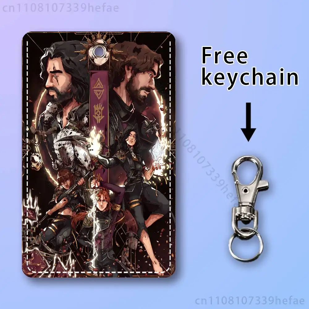 C-Clair O-Obscur Expedition 33 Rectangle Card Case Keychain Access Card Bag Key Tag Ring Leather Card Holder Key Ring Access