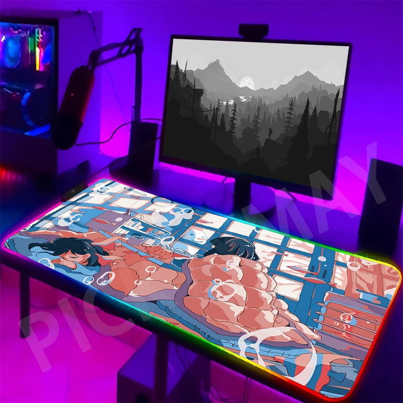 Pixel Design Large RGB Mouse Pad XXL Gaming Mousepad LED Mouse Mat Gamer Mousepads Luminous Table Mats Desk Pads With Backlit