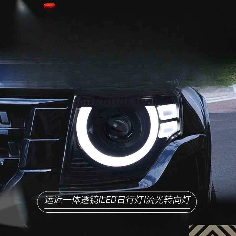 Suitable for Pajero V93 Headlight Assembly V97 Modified Defender Style LED Daytime Running Light Flowing Turn Signal V87